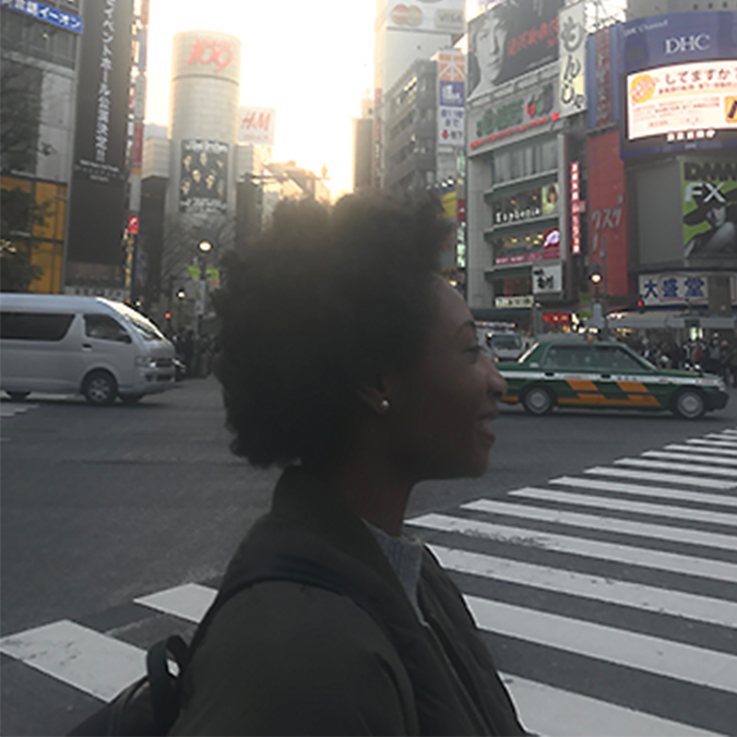 #tb2017 Me and my (mini) afro, 2 days after my arrival at Shibuya Crossing 💃🏾